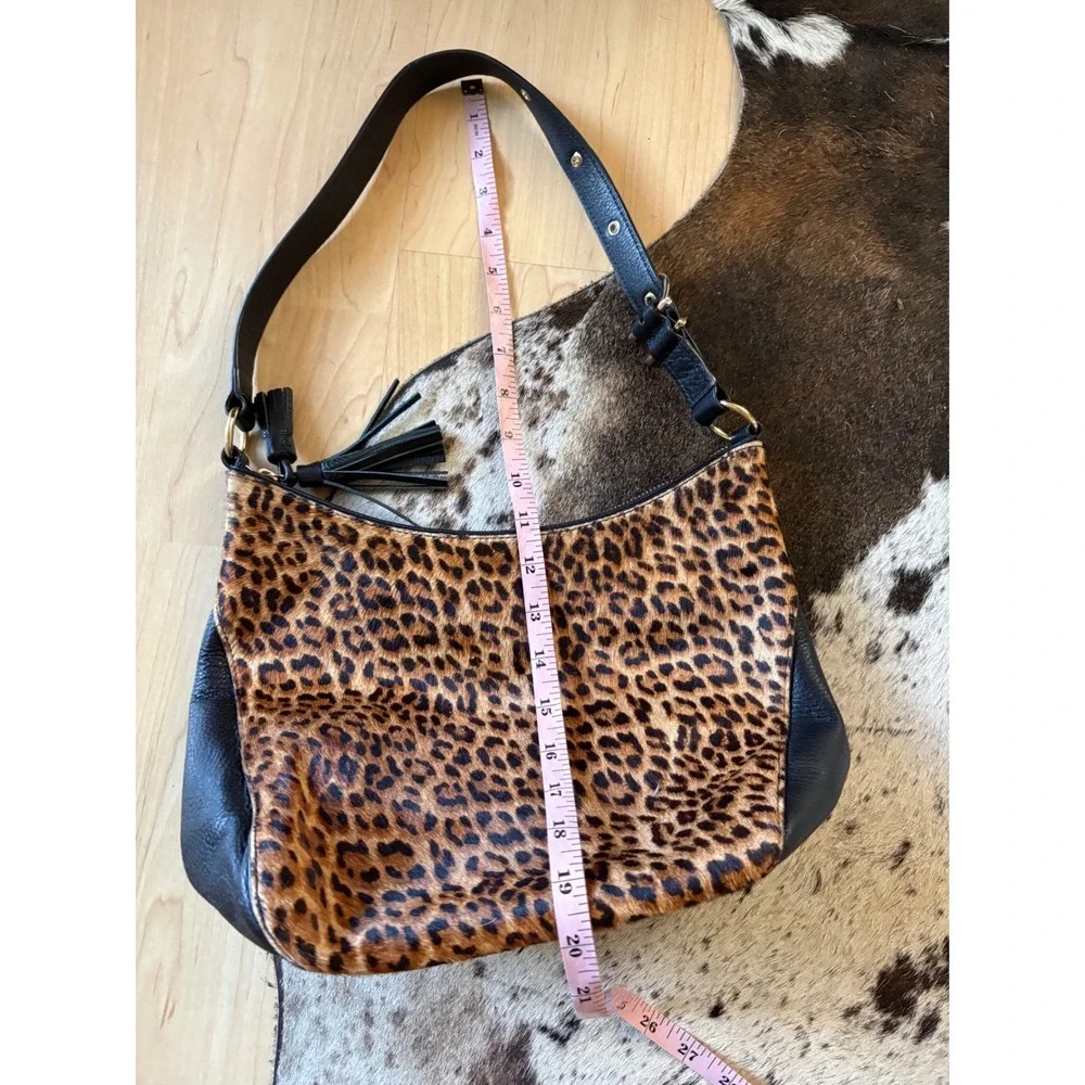 TALBOTS leopard print hair on hide hobo‎ shoulder bag